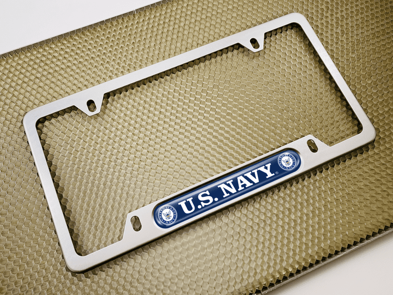 U.S. Navy Veteran - Car Metal License Plate Frame (WB)